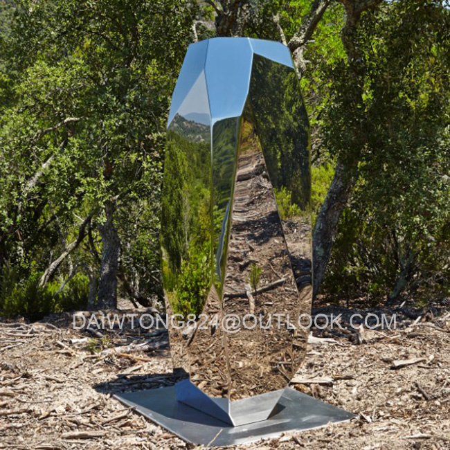 Mirror Large Outdoor Geometric Stainless Steel Rock Sculpture