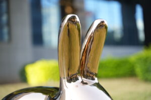 Stainless steel rabbit sculpture