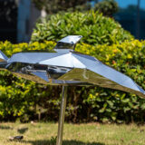 Stainless steel dolphin sculpture