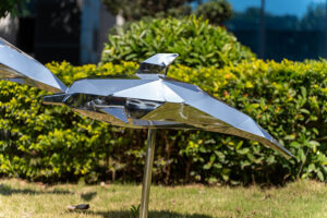Stainless steel dolphin sculpture