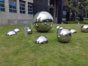 Outdoor stainless steel ball sculpture