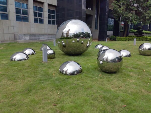 Outdoor stainless steel ball sculpture