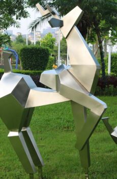 Stainless steel deer sculpture