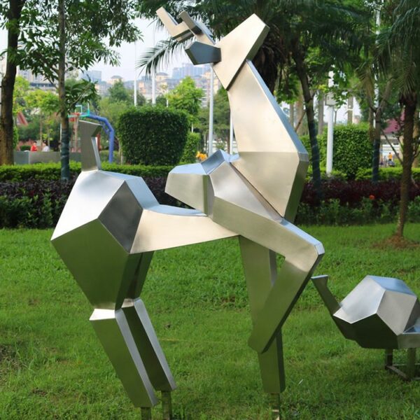 Stainless steel deer sculpture