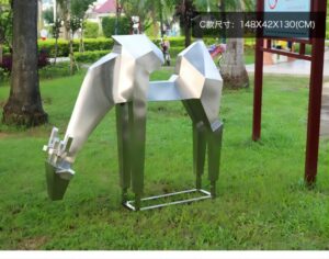 Stainless steel deer sculpture