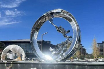 Outdoor stainless steel garden sculpture
