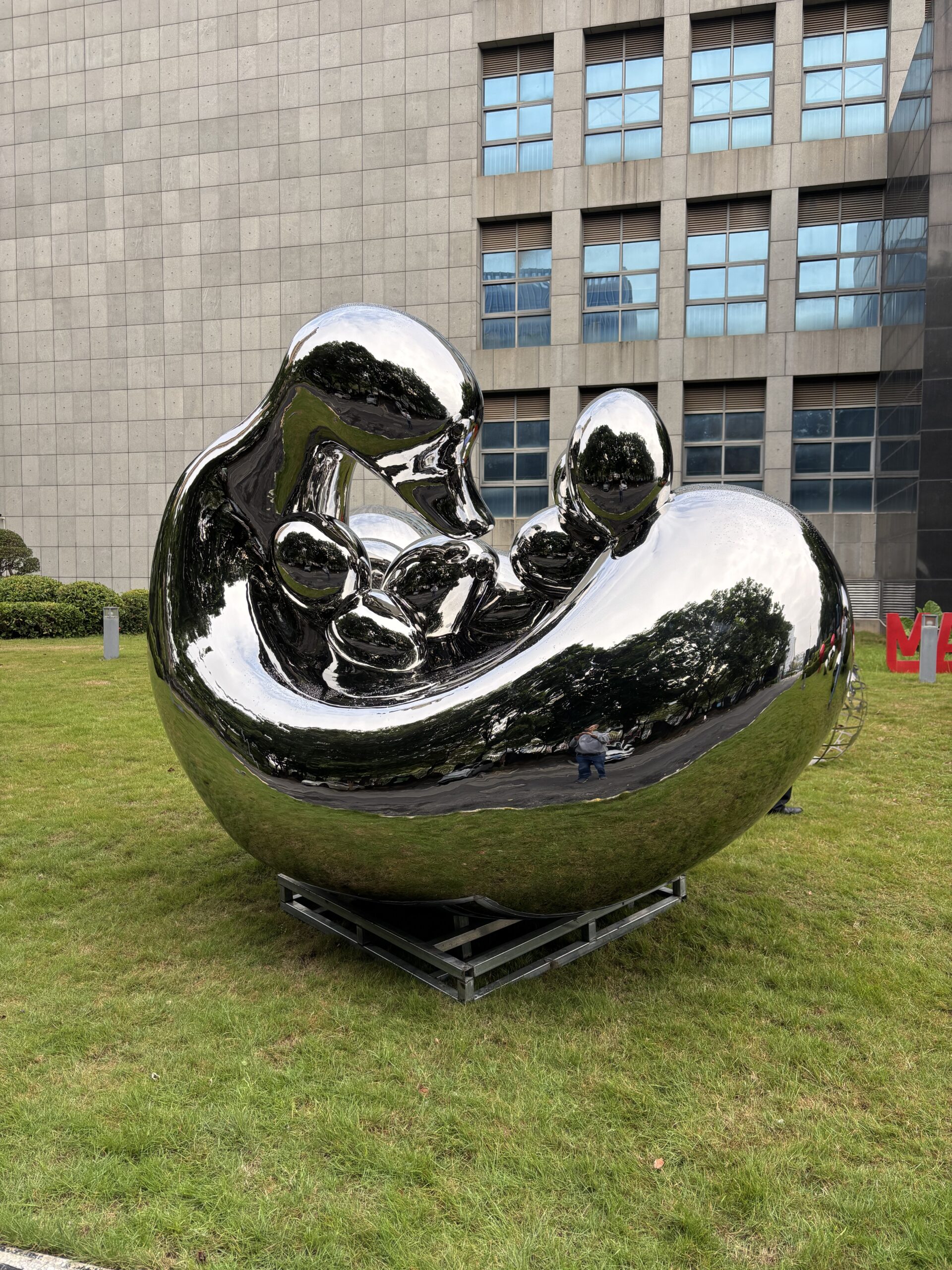 Mother Swan with Baby Sculpture