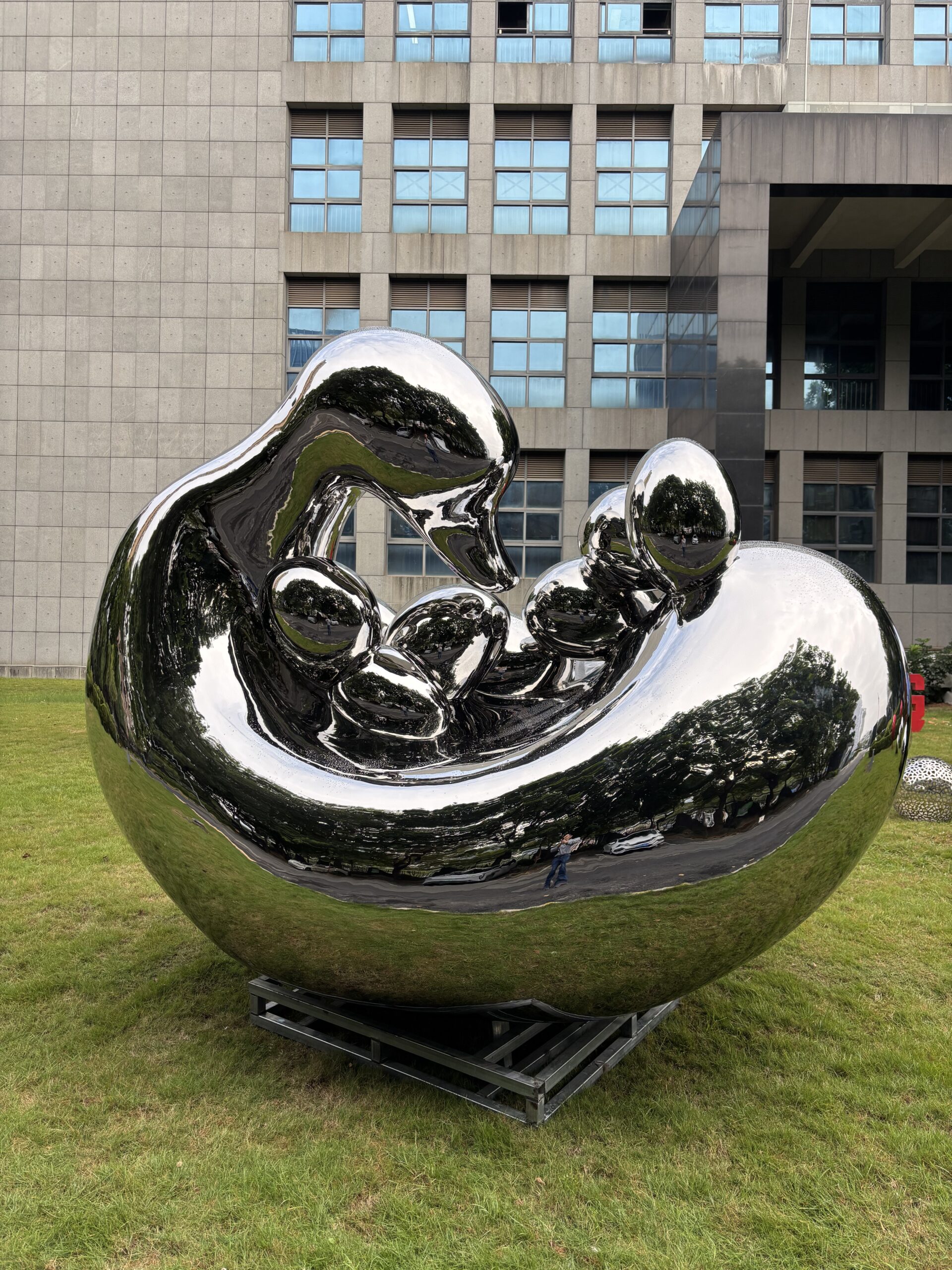 Mother Swan with Baby Sculpture